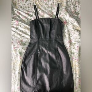 H&M Black Faux Leather Mini Dress